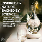 MAYU Swirl Structured Water Carafe - Innovative Vortex Technology Handblown Pitcher. Post Reverse Osmosis Filter Aerating Water Dispenser Stand 1.5 Liter| 51 Oz Dining Glass Jug Design (Earth Base)