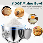 COOKLEE Stand Mixer, 9.5 Qt. 660W 10-Speed Electric Kitchen Mixer with Dishwasher-Safe Dough Hooks, Flat Beaters, Wire Whip & Pouring Shield Attachments for Most Home Cooks, Blue