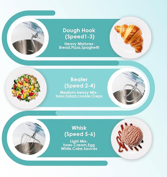 Kitchen in the box Stand Mixer, 900W 8.5QT Kitchen Electric Mixer, 6-Speed Large Capacity Food Mixer for Home Cooks with Egg Whisk, Dough Hook & Flat Beater (Blue)