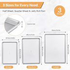 3-Piece Non-Stick Baking Sheet Set | PFOA/PFOS/PTFE-Free, 0.8mm Heavy-Duty Steel with Diamond Texture Surface | Stackable Design for Roasting, Baking & Toasting