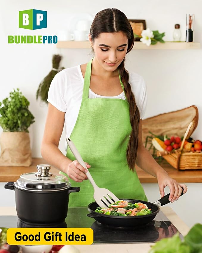 Pack of 2 Silicone Spatula Turners, Non Stick Slotted Kitchen Spatula Set, Heat Resistant BPA Free Kitchen Utensils, One-Piece Design, Suitable for Flipping Fish, Eggs, Steak, Pancakes(KHAKI)