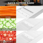Mandoline Slicer Vegetable Chopper, Fruit Slicer, Cheese Grater & Potato Cutter with 6 Blades, Easy Kitchen Tool, White