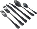 24-Piece Stainless Steel Flatware Set, Matte Black Finish, Service for 4