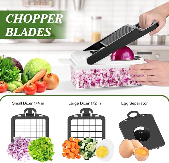 HomeHacks Vegetable Chopper Veggie Chopper, Kitchen Garaget Foot Slicer - White