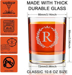 Personalized Whiskey Glasses Gifts for Men, Monogrammed Engraved A-Z 10.6 oz Rocks Glass Customized Gift, Unique Christmas Birthday Gifts for Men Him Dad Husband Brother Son (R)