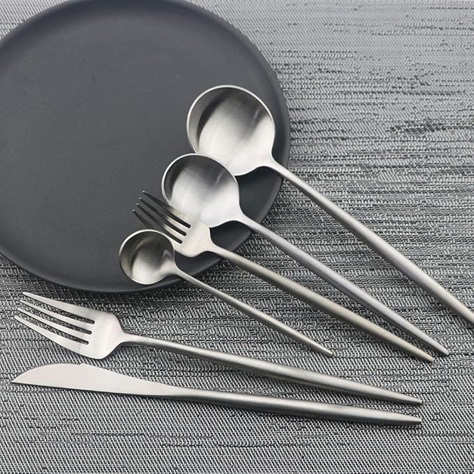 JASHII Luxury Flatware, Silverware Sets, 6-pieces Elegant Cute 18/10 Stainless Steel Silverware Set for Eating Home Kitchen Hotel Restaurant, Service Sets for 1 People, Dishwasher Safe