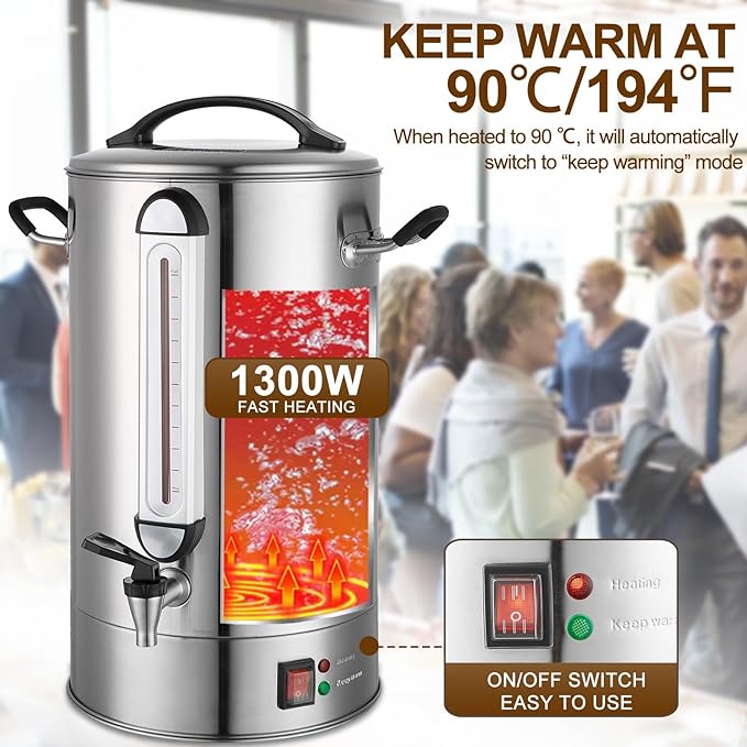 Commercial Coffee Urn 120 Cup Large Coffee Urn 20L Coffee Maker Stainless Steel Double Wall Coffee Percolator 1300W Quick Brew Hot Beverage Dispenser for Events, Offices, Parties, Catering, Gathering