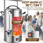 Commercial Coffee Urn 120 Cup Large Coffee Urn 20L Coffee Maker Stainless Steel Double Wall Coffee Percolator 1300W Quick Brew Hot Beverage Dispenser for Events, Offices, Parties, Catering, Gathering