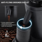 Huanyu Professional Coffee Grinder Adjustable RPM, Time-Based Dosing, Stainless Steel Flat Burr with 8 Stepless Grinding Settings