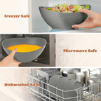 Homienly Wheat Straw Bowls, Large Salad Bowls Set of 6-60 OZ Serving Bowl for Kitchen, Camping, Party - Unbreakablke Microwave and Dishwasher Safe Big Cereal Bowl, Large Soup Bowl - Grey