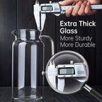 53OZ Glass Pitcher with Lid and Spout, Water Jug, 1580ml Carafe for Hot/Cold Water, Large Iced Tea Pitcher for Coffee, Juice and Homemade Beverage