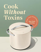 Caraway Stock Pot - 12 Qt Ceramic Coated Pot With Lid - Fee From Forever Chemicals - Large Pot for Bigger Batches - Black