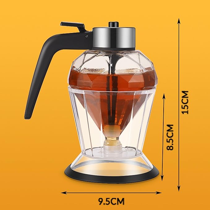 Glass Honey Dispenser, No Drip Honey Dispenser with Stand Diamond Shaped Honey Pot, Beautiful Syrup and Sugar Jar