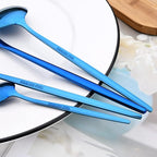 24Pcs Blue Mirror Silverware Flatware Set, 18/0 Stainless Steel Cutlery Set Utensils Kitchen Dinnerware Include Knife Fork Spoon and Teaspoon, Service for 4