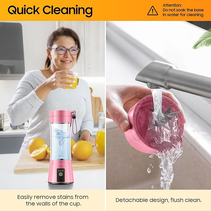 Portable Blender Make Shakes and Smoothies - USB Rechargeable Personal Size Mini Blender Freshly Squeezed, 380Ml BPA Free Travel Cup in Picnic/Office/Gym