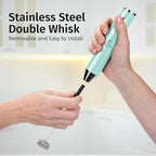 Zulay Kitchen Lux Rechargeable Milk Frother Handheld - Powerful 2-Speed Motor, Fully Waterproof, 2000mAh Battery - Drink Mixer For Latte, Cappuccino, Matcha, Protein Powder - Sky Blue