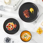 MALACASA Plates and Bowls Sets, 12 Pieces Porcelain Dinnerware Set for 4 Kitchen Dinner Ware Set Ceramic Dishware Dishes Microwave and Dishwasher Safe, Black, Series LUNA