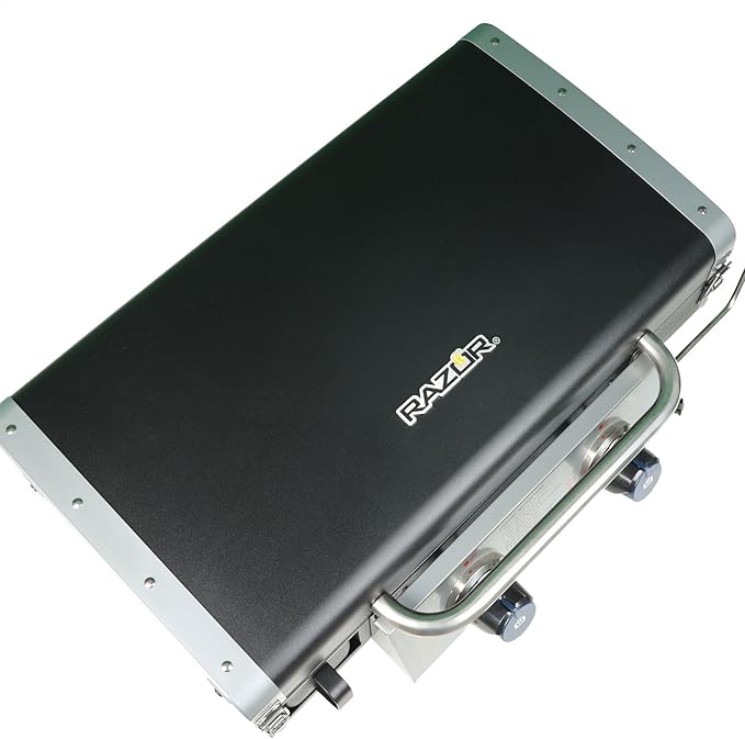 Razor Griddle 25 Inch Outdoor 2 Burner Portable LP Propane Gas Grill Griddle with 318 Square Inches and Top Cover Lid for BBQ Cooking, Black