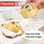 CAKETIME Large Muffin Pan, Metal Reinforced Frame 3.5 Inch Jumbo Silicone Muffin Pan Nonstick 6 Cups for Baking Jumbo Muffin, Frittatas, Cupcakes 2 Pack Love Heart