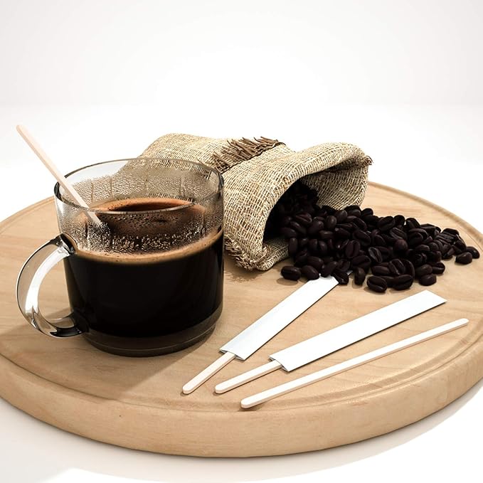 Coffee Stirrers 500pcs Individually Wrapped Coffee Stirrers Wood - 7 Inch Disposable Wooden Stir Sticks for Coffee, Cocktail and Hot Drinks