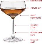 Spiegelau Prefect Coupette Cocktail Glasses, Coupe Martini Glasses, Stemmed Drinkware, European Crystal, Drinkware Glass Set of 4, 8.3 oz.