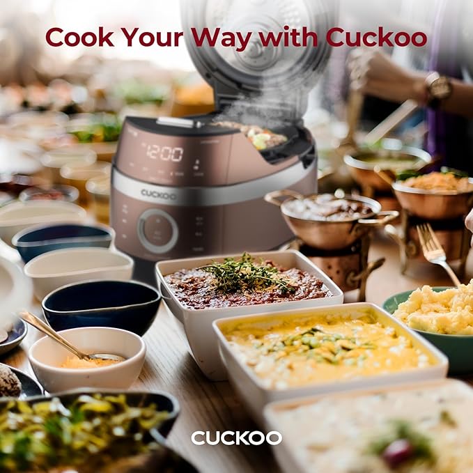 CUCKOO CRP-JHR1009F 10-Cup (Uncooked) / 20-Cup (Cooked) Induction Heating Pressure Rice Cooker with Nonstick Inner Pot, 16 Menu Options, Fuzzy Logic Tech, 3 Voice Guide, Auto Clean (Copper/Black)