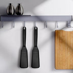 Dioycli Silicone Spatulas for Cooking Heat Resistant Pancake Spatula, Non Stick Long Omelette Spatula Turner Bpa Free 2 Pieces for Crepes Egg Burgers Pizza Cookie（Black）