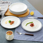 10.5-inch Porcelain Dinner Plate Set of 6 - Microwave, Oven and Dishwasher Safe, Scratch Resistant. (Classic Blue)