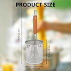 Stainless Steel Pasta Strainer, 2pcs Micro-Perforated Food Dumpling Noodle Strainer with Wood Handle Straining Noodles Pasta Baskets