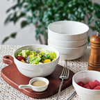 HAPPY KIT 6inch Ceramic Soup Bowls, Cereal Bowl Set of 6, 24OZ for Kitchen, Cereal Soup Rice Pasta Salad Oatmeal, Thick-edge Non-slip Design