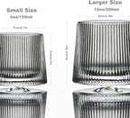 Crystal Whiskey Glasses 5 OZ Set of 3, Rotatable Old Fashioned Glasses, Tumbler Rocks Bar Glass for Drinking Bourbon, Scotch, Cocktails, Cognac（Larger Size）