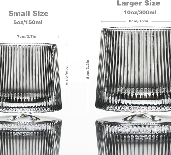 Crystal Whiskey Glasses 5 OZ Set of 3, Rotatable Old Fashioned Glasses, Tumbler Rocks Bar Glass for Drinking Bourbon, Scotch, Cocktails, Cognac（Larger Size）