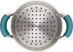 Rachael Ray Cucina Hard Porcelain Enamel Nonstick Multi-Pot / Steamer Set, 3-Quart, Agave Blue - 16799