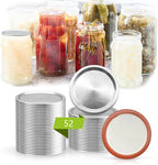 52 Pcs 86 MM/3.4 In Canning Lids Wide Mouth, Split-Type Metal Canning Jar Lids for Ball Kerr to Preserve Food with Leakproof, Food Grade Material,100% Fit & Airtight for Wide Mouth Meson Jar Lids