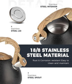 POLIVIAR Tea Kettle, 2.7 Quart Stovetop Tea Kettle, Audible Whistling Teapot with Crackle Finish, Food Grade Stainless Steel for Anti-Rust, Anti Hot Handle, Suitable for All Heat Sources (JX2023-LRB)