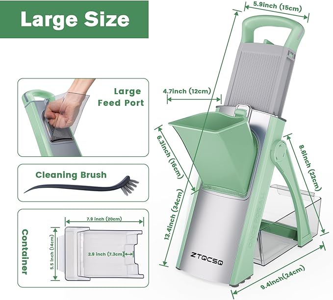 [All in 1] Upgraded Version Mandoline Slicer for Kitchen & Adjustable Mandolin. Detachable Blade, Cut Slicing, Strips, Shredding, Dicing, Chop Kitchen Vegetable Chopper