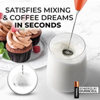 Zulay Kitchen Handheld Milk Frother with Duracell AA Batteries – Ultra Fast Electric Mixer & Foam Maker, Easy-Clean Drink Mixer for Coffee & More Peach n Cream