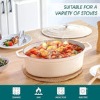 vancasso Enameled Cast Iron Dutch Oven, 9.3 Quart Dutch Oven Pot with Lid, Oval Cast Iron Pot with Non Stick Enamel Coating for Bread Baking, White