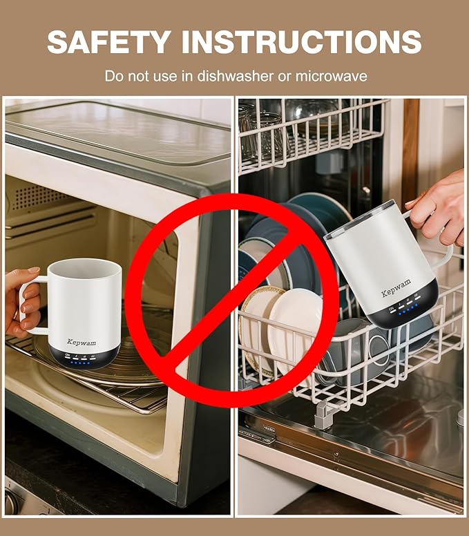 Self Heating Coffee Mug T1-16oz Fast Heating & Ultra Long-Lasting Battery Life, Heated Coffee Mug Up to 149℉ - Touch & App Controlled Coffee Mug, Birthday Gifts for Women and Men