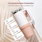 Silicone Boot for Stanley, Cup Bottom Protector Sleeve Accessories for Stanley Quencher H2.0 FlowState Tumbler 40oz / Stanley Adventure Quencher Tumbler 40oz (Pink)