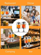Beverage Dispenser, 4.5 Gallon Drink Dispensers for Parties, Stainless Steel Drink Dispenser with Ice Core, Drip Tray, Beverage Dispenser with Stand for Restaurants, Homes, Bar and Hotels