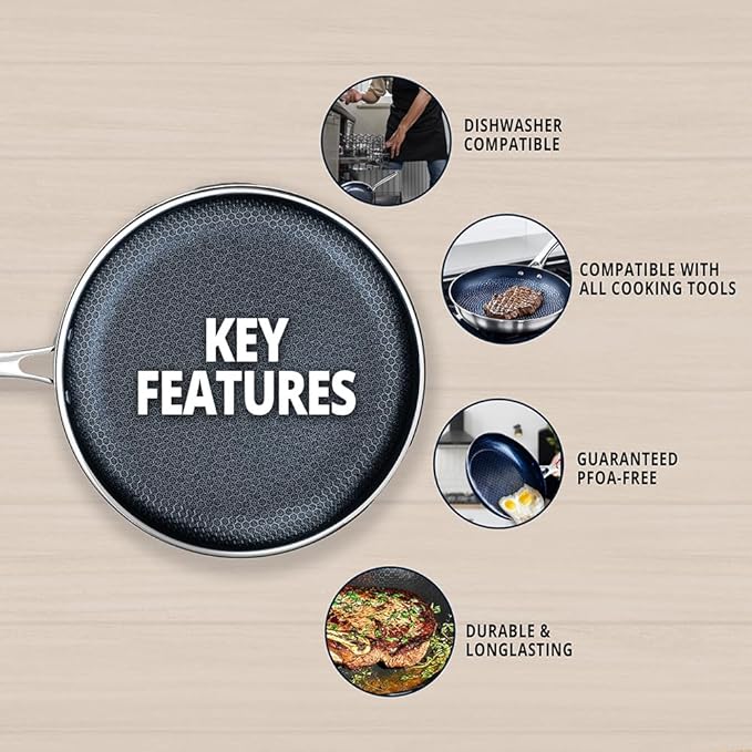 THE COOK'S COMPANY Non-Stick Frying Pan - Premium Skillet for Everyday Cooking, Nonstick Pan for Easy Cleanup, Durable Pan for Versatile Cooking Needs (Size: 9.5inch)