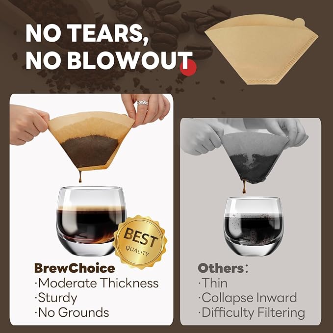 Disposable Coffee Filters #4 100 Pcs, Unbleached Cone Coffee Filters for Ninja Coffee Maker and Cuisinart Coffee Maker, 8-12 Cup