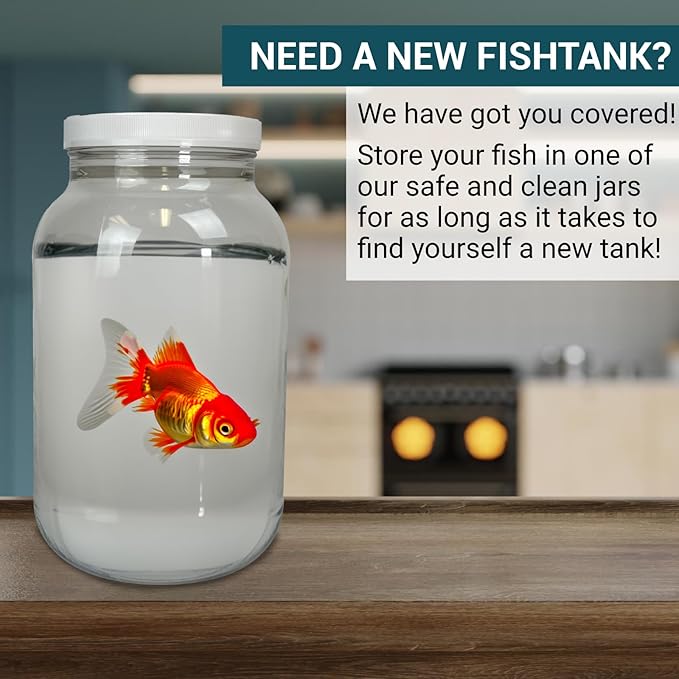 (Pack of 4) 1 Gallon Clear Plastic Jars with Lids, Wide Mouth, Food-Safe, Multi-Purpose Clear Plastic Jars for Money Tips, Fish Tank, Food Storage for Kitchen & Pantry Essentials by Billy Buckskin Co.