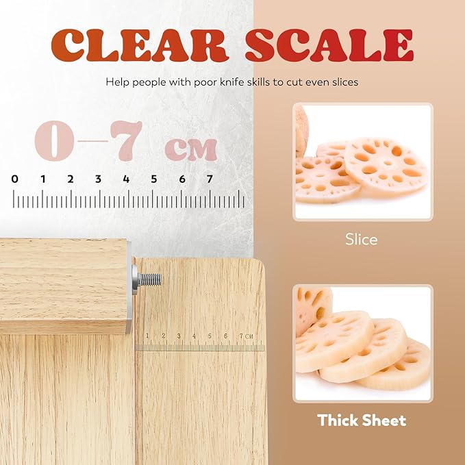 Moongiantgo Biltong Slicer Jerky Slicer Cutter with Built-in Knife Sharpener Detachable Knife Rubber Wood Base for Beef Jerky Deli Delicatessen Bacon Hard Fruits Vegetables Herb Ginseng Pastry