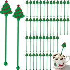 36 Pcs Christmas Drink Stirrers, Christmas Tree Cocktail Stirrers Plastic Swizzle Sticks Reusable Coffee Stirrer Stir Sticks for Xmas Holiday Party Coffee Tea Hot Cocoa Bar Supplies Decoration