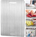 New Stainless Steel Cutting Boards -Titanium Cutting Board for kitchen,Double-Sided Food Grade Non Toxic Cutting Board,Chopping Boards Necessities for Home Outdoor Camping Meal Prep,Easy to Clean （S）