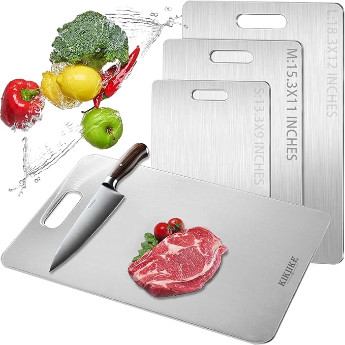 Titanium Cutting Board 2025 New Upgrade 100% Pure Titanium Cutting Boards for Kitchen - Double-Sided Food-Grade Chopping Board Non-Stick Durable and easy to clean (15.3 x 11 in)