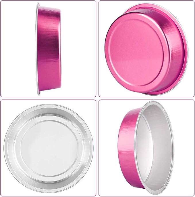 Beasea Mini Pie Tins with Lids, 4 Inch 50 Pack Mini Disposable Tart Pans, 8 Oz Rose Red Aluminum Pie Pan Tin Tart Pans Round Oven Baking Cake Pan for Pie Tart Quiche