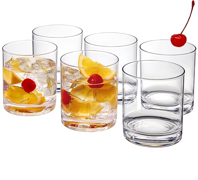 Amazing Abby - Probity - 12-Ounce Plastic Tumblers (Set of 6), Plastic Drinking Glasses, Reusable Plastic Cups, BPA-Free, Shatter-Proof, Dishwasher-Safe (Made of Plastic, NOT Glass)